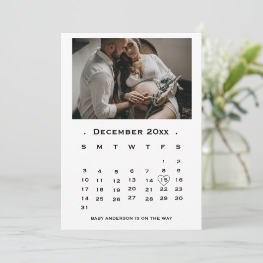 Faire-part Calendrier de script moderne Annonce de grossesse (Debout devant)