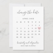 Faire-part Calendrier simple Mariage de coeur rose Changer la (Devant)