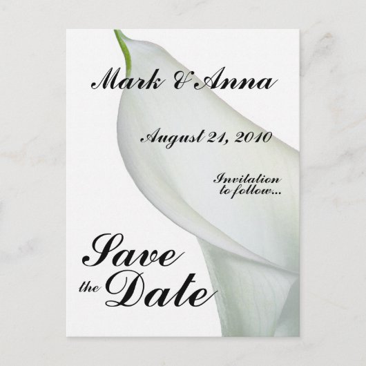 Faire-part Calla Lily Enregistrer la carte postale Date (Devant)