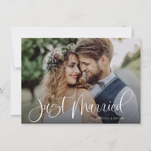 Faire-part Calligraphie budgétaire Juste Marié Photo Mariage (Devant)