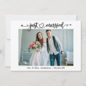 Faire-part Calligraphie Coeur juste marié Photo Mariage (Devant)