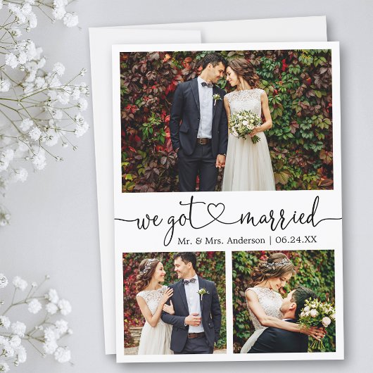 Faire-part Calligraphie Coeur Nous Nous Sommes Mariés 3 Photo