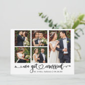 Faire-part Calligraphie Coeur Nous Nous Sommes Mariés 5 Photo (Debout devant)
