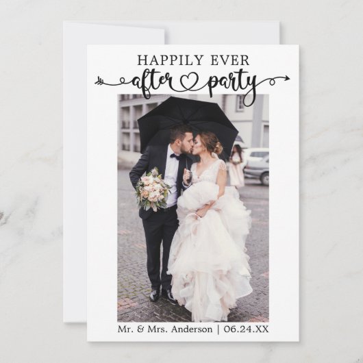 Faire-part Calligraphie Coeur QR Heureusement Joyeux Jamais a (Devant)