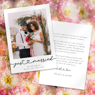Faire-part Calligraphie de cœur moderne Photo de mariage