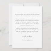 Faire-part Calligraphie de mariage moderne avec photo (Dos)