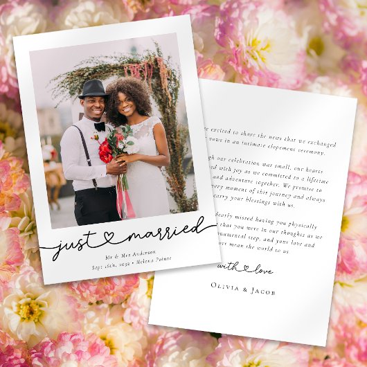 Faire-part Calligraphie de mariage moderne avec photo