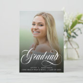 Faire-part Calligraphie de script tendance recouvert de blanc (Debout devant)