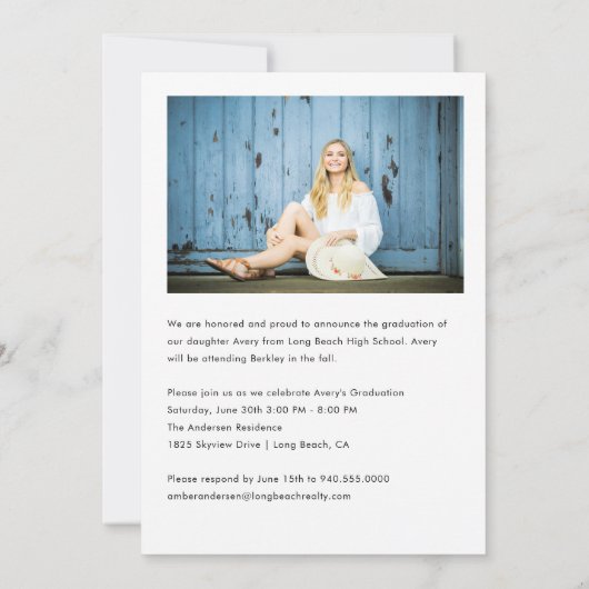 Faire-part Calligraphie de script tendance recouvert de blanc (Dos)