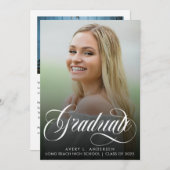 Faire-part Calligraphie de script tendance recouvert de blanc (Devant / Derrière)