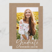 Faire-part Calligraphie de stylo d'encre moderne Kraft Gradua (Devant / Derrière)