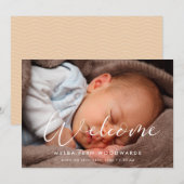 Faire-part Calligraphie élégante Bienvenue photo bébé (Devant / Derrière)