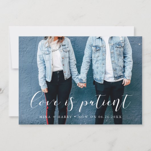 Faire-part Calligraphie élégante L'amour est le mariage patie (Devant)