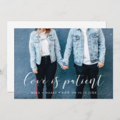 Faire-part Calligraphie élégante L'amour est le mariage patie (Devant / Derrière)