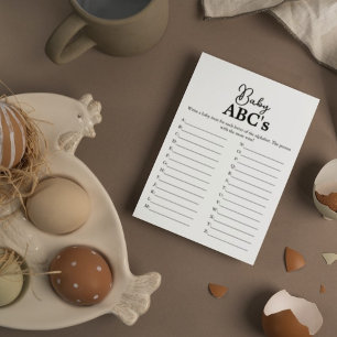 Faire-part Calligraphie minimaliste bébé ABC baby shower de j