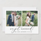 Faire-part Calligraphie minimaliste moderne 2 Photos Mariage (Devant)