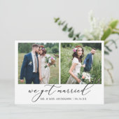 Faire-part Calligraphie minimaliste moderne 2 Photos Mariage (Debout devant)