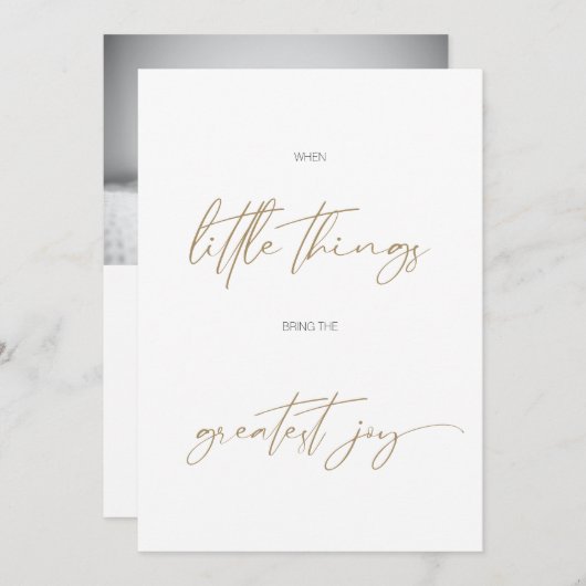 Faire-part Calligraphie minimaliste moderne photo Naissance d (Devant / Derrière)