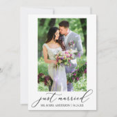 Faire-part Calligraphie minimaliste Photo Juste Marié Mariage (Devant)