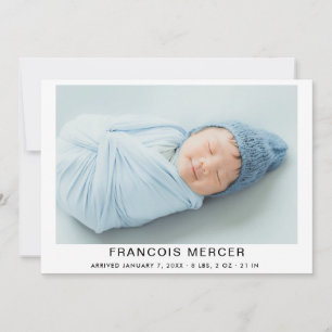 Faire-part Calligraphie moderne bébé fille photo collage nais