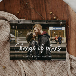 Faire-part Calligraphie moderne Changement de plan mariage