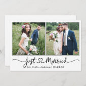 Faire-part Calligraphie moderne Coeur 2 Mariage photo (Devant / Derrière)