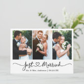 Faire-part Calligraphie moderne Coeur 3 Mariage photo (Debout devant)