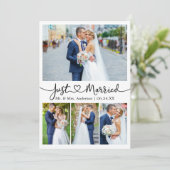 Faire-part Calligraphie moderne Coeur 5 Mariage photo (Debout devant)