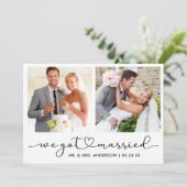 Faire-part Calligraphie moderne Coeur Script 2 Mariage photo (Debout devant)