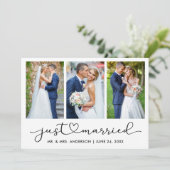 Faire-part Calligraphie moderne Coeur Script 3 Photos Mariage (Debout devant)