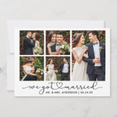 Faire-part Calligraphie moderne Coeur Script 5 Photos Mariage (Devant)