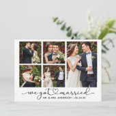 Faire-part Calligraphie moderne Coeur Script 5 Photos Mariage (Debout devant)