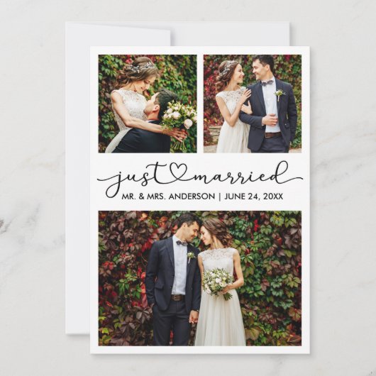 Faire-part Calligraphie moderne Coeur Script Mariage 3 Photo (Devant)