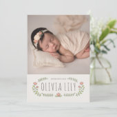 Faire-part Calligraphie moderne Design floral Collage naissan (Debout devant)