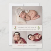 Faire-part Calligraphie moderne Design floral Collage naissan (Dos)