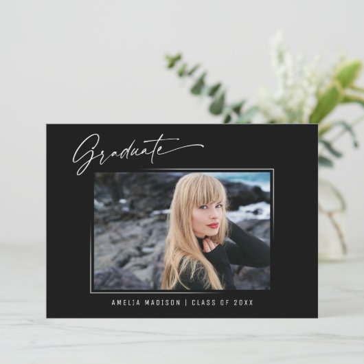 Faire-part Calligraphie moderne Élégante Encre Script 4 Photo (Debout devant)