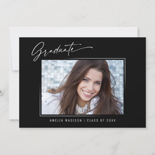 Faire-part Calligraphie moderne Élégante Encre Script Graduat (Devant)