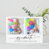 Faire-part Calligraphie moderne Encre Script 2 Diplôme photo (Debout devant)