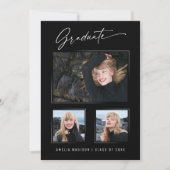 Faire-part Calligraphie moderne Encre Script 3 Diplôme photo (Devant)