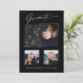 Faire-part Calligraphie moderne Encre Script 3 Diplôme photo (Debout devant)
