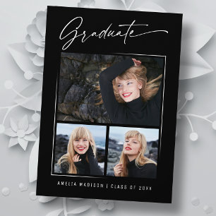 Faire-part Calligraphie moderne Encre Script 3 Diplôme photo