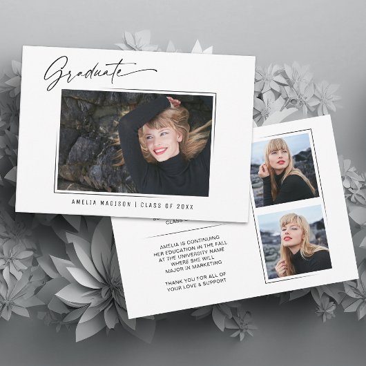 Faire-part Calligraphie moderne Encre Script 3 Photo Grad 2 C