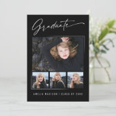 Faire-part Calligraphie moderne Encre Script 4 Diplôme photo (Debout devant)