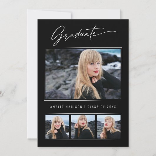 Faire-part Calligraphie moderne Encre Script 4 Diplôme photo (Devant)