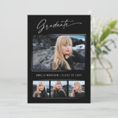 Faire-part Calligraphie moderne Encre Script 4 Diplôme photo (Debout devant)