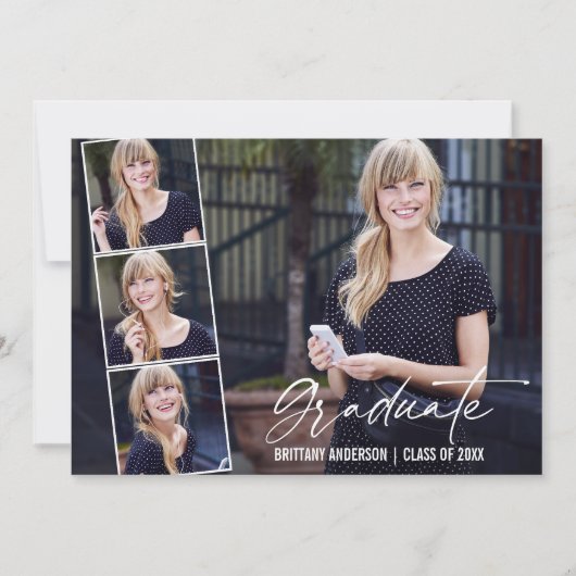 Faire-part Calligraphie moderne Encre Script 4 Diplôme photo (Devant)