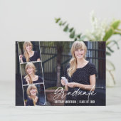 Faire-part Calligraphie moderne Encre Script 4 Diplôme photo (Debout devant)