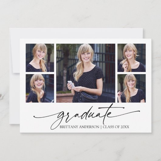 Faire-part Calligraphie moderne Encre Script 5 Diplôme photo (Devant)