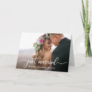 Faire-part Calligraphie moderne juste marié Mariage photo pli