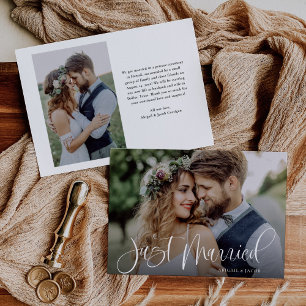 Faire-part Calligraphie moderne Juste Marié Photo Mariage